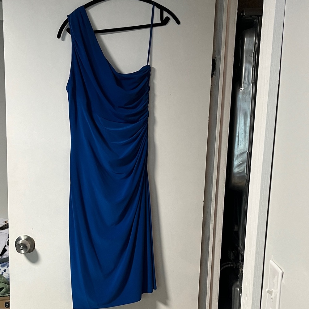 Lauren by Ralph Lauren Blue One-Shoulder Dress